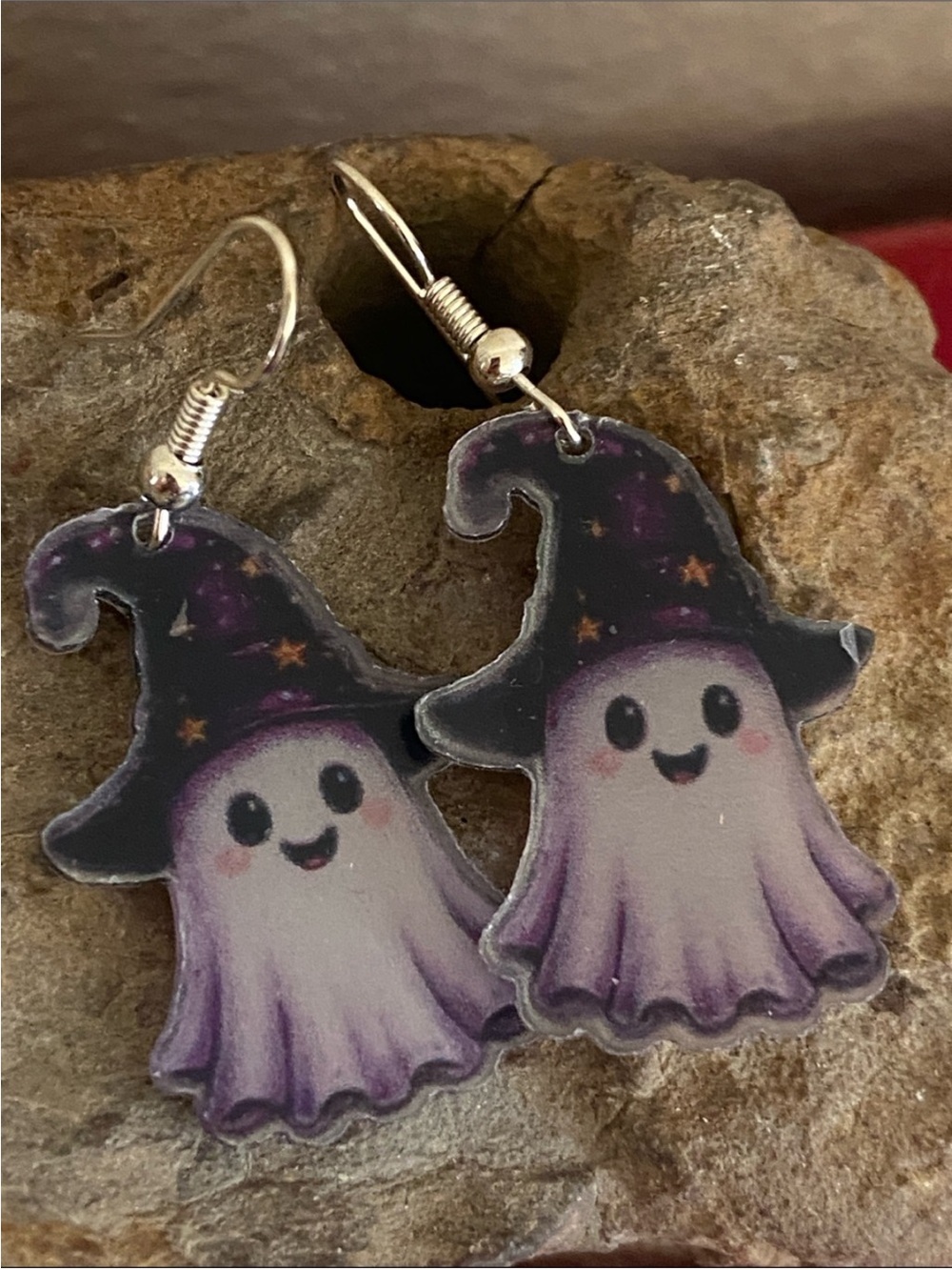 NEW Handmade Purple Ghost Witch Earrings